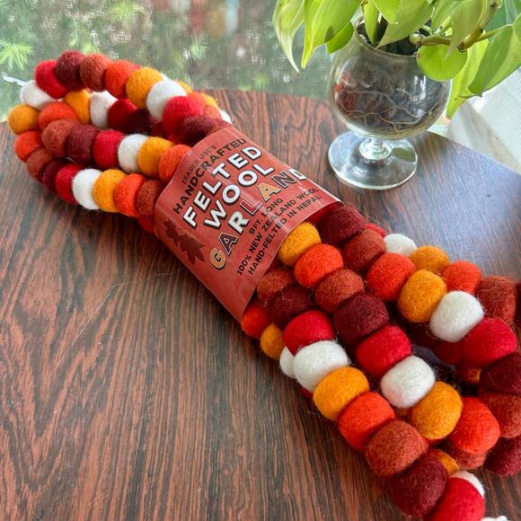 Trader Joe’s Felted Wool Garland, Handcrafted, Fall Seasonal Thanksgiving Colors - Picture 6 of 8